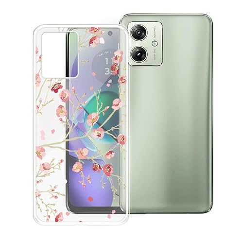 AQGG Hülle für Motorola Moto G54 (6.5") Hüllen Schutzhülle Tasche Handyhülle Stoßkasten Schale Phone Case Transparente TPU Weich Silikon Cases - rosa Blume von AQGG