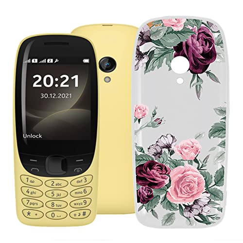 AQGG Hülle für Nokia 6310 2021 (2.80 Zoll) Transparente TPU Weich Silikon Handyhülle Schutzhülle Stoßkasten Schale Case Bumper Slimcase Etui Tasche Anti Kratzer - Rote Rose von AQGG