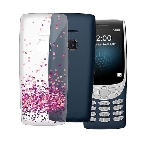AQGG Hülle für Nokia 8210 4G (2.80 Zoll) Transparente TPU Weich Silikon Handyhülle Schutzhülle Stoßkasten Schale Case Bumper Slimcase Etui Tasche Anti Kratzer - Rotes Herz von AQGG