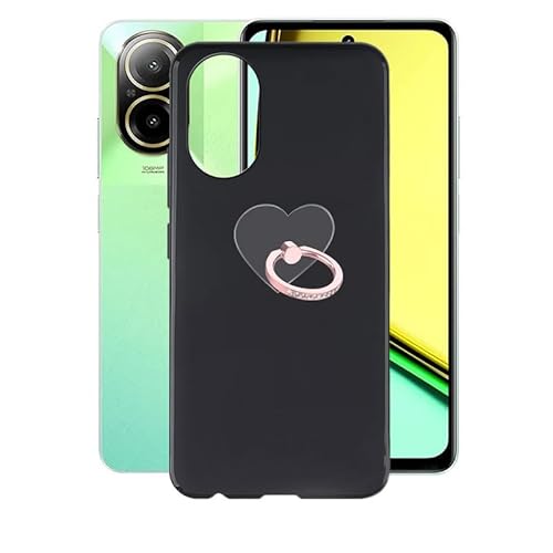 AQGG Hülle für Realme 12 Lite RMX3890 (6.72") Hüllen + Handy Ring Halter Handyhülle Stoßkasten Schale Phone Case Black TPU Weich Silikon Cases von AQGG