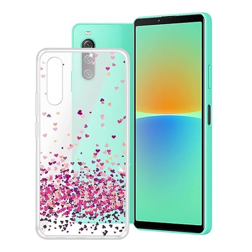 AQGG Hülle für Sony Xperia 10 IV (6.00 Zoll) Transparente TPU Weich Silikon Handyhülle Schutzhülle Stoßkasten Anti Kratzer-Rotes Herz von AQGG