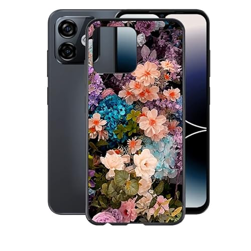 AQGG Hülle für Ulefone Note 16 Pro (6.52") Hüllen Schutzhülle Tasche handyhülle Stoßkasten Schale Phone Case Black TPU Weich Silikon Cases -Haufen Blumen von AQGG