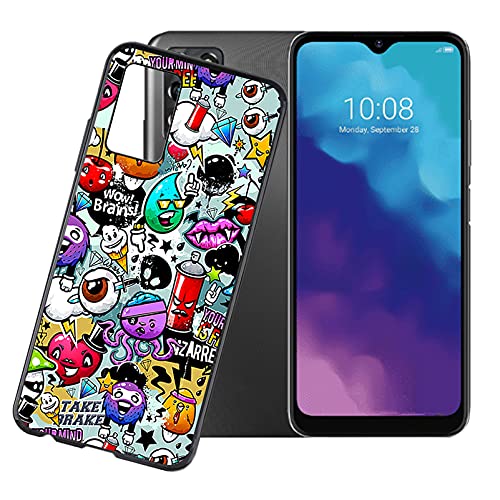 AQGG Hülle für ZTE Blade V30 Vita (6.82"), Black TPU Weich Handyhülle Case SlimcaseTasche Anti Kratzer - Karikatur von AQGG