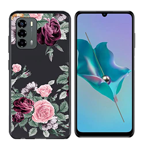AQGG Hülle für ZTE Blade V40 Vita (6.75 Zoll) Black TPU Weich Silikon Handyhülle Schutzhülle Stoßkasten Schale Case Bumper Slimcase Etui Tasche Anti Kratzer - Rote Rose von AQGG