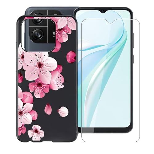 AQGG für Blackview Wave 6C (6.50") Handyhülle + Gehärtetes Glas, Hülle rutschfeste Stoßfest Sturzsichere Schutzhülle Weich Silikon Case für Blackview Wave 6C - WM113 von AQGG