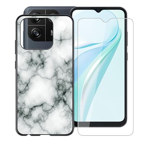 AQGG für Blackview Wave 6C (6.50") Handyhülle + Gehärtetes Glas, Hülle rutschfeste Stoßfest Sturzsichere Schutzhülle Weich Silikon Case für Blackview Wave 6C - WM73 von AQGG