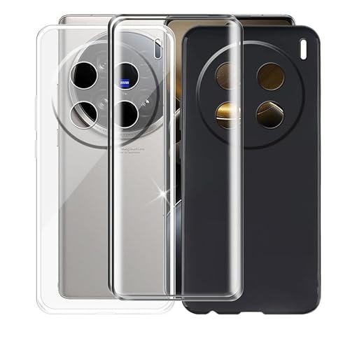 AQGGESH 2 Stück Hülle + 2 Stück Displayschutzfolien für vivo X100 Ultra (6.78") Cover Black Sanft Silikon TPU Handyhülle Schutzhülle Bumper - Temperierte Folie von AQGGESH