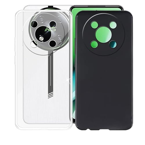 AQGGESH 2 Stück Hülle für itel RS4 S666LN (6.56") Hüllen Schutzhülle Tasche Handyhülle Stoßkasten Schale Phone Case Transparente + Black Weich Silikon Cases von AQGGESH