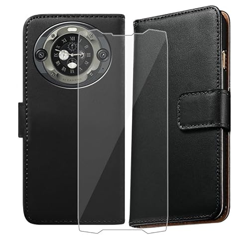 AQGGESH Handyhülle für Blackview BV9300 Pro (6.70") Hülle +1 Stück Gehärtetes Glas Schutzfolie, Klapphülle Premium Leder Brieftasche Schutzhülle Handytasche Case - Black von AQGGESH
