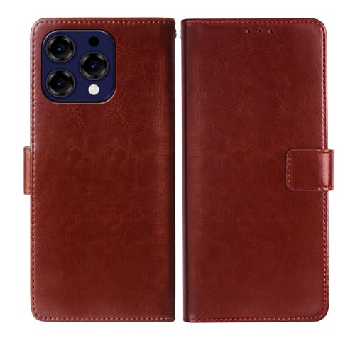 AQGGESH Handyhülle für Doogee N55 Pro (6.56"), Hülle Wallet Leder Kartenfach Standfunktion Schutzhülle Flip Case Leder Tasche Schutzhülle für Doogee N55 Pro - Brown von AQGGESH