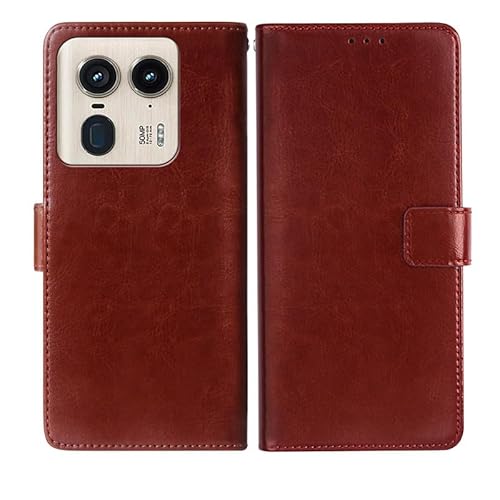 AQGGESH Handyhülle für Motorola Edge 50 Ultra (6.7"), Hülle Wallet Leder Kartenfach Standfunktion Schutzhülle Flip Case Leder Tasche Schutzhülle für Motorola Edge 50 Ultra - Brown von AQGGESH
