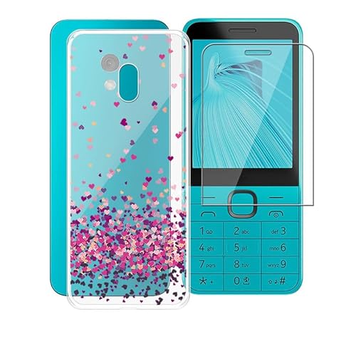 AQGGESH Hülle + Displayschutzfolien für Nokia 235 4G 2024 (2.8") Cover Transparente Sanft Silikon TPU Handyhülle Schutzhülle Bumper - WM85 von AQGGESH