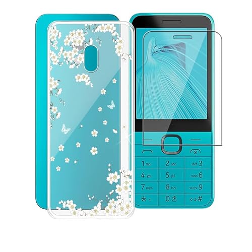 AQGGESH Hülle + Displayschutzfolien für Nokia 235 4G 2024 (2.8") Cover Transparente Sanft Silikon TPU Handyhülle Schutzhülle Bumper - WM91 von AQGGESH