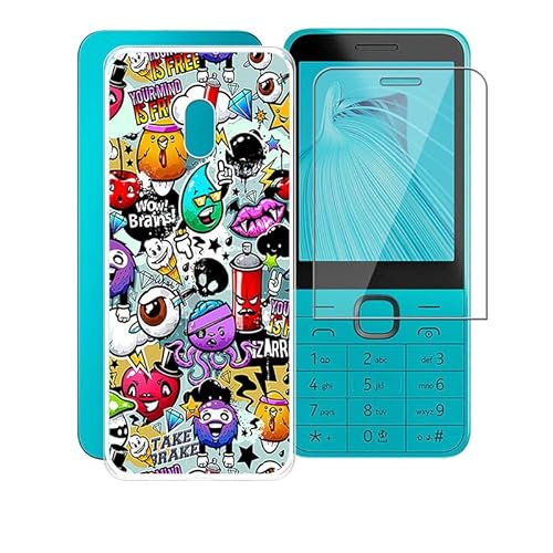 AQGGESH Hülle + Displayschutzfolien für Nokia 235 4G 2024 (2.8") Cover Transparente Sanft Silikon TPU Handyhülle Schutzhülle Bumper - XS40 von AQGGESH
