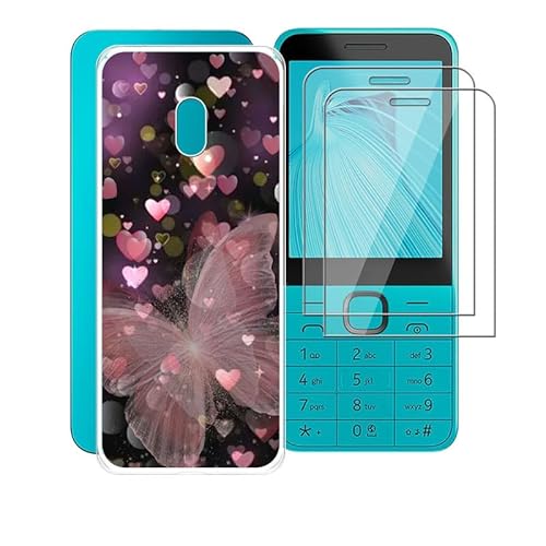 AQGGESH Hülle für Nokia 235 4G 2024 (2.8") + [2 Stücks Schutzfolie], Dünn Transparent Weiche TPU Bumper Stoßfest Silikon Handyhülle Case für Nokia 235 4G 2024 - XT46 von AQGGESH