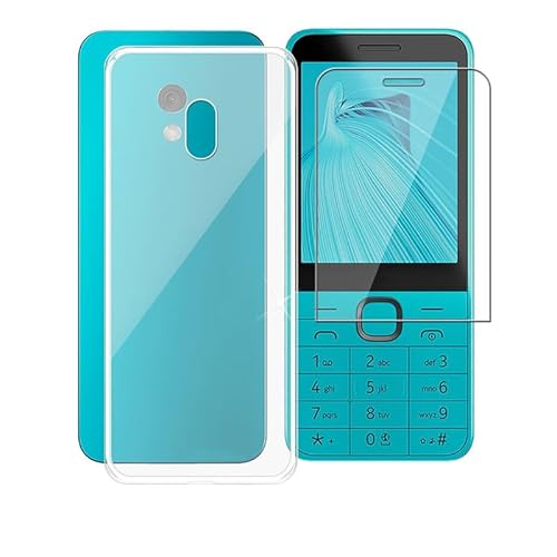 AQGGESH Hülle für Nokia 235 4G 2024 (2.8") Schutzhülle Transparent Bumper Cover Sanft Silikon TPU Schale Case Handyhülle + Schutzfolie - Clear von AQGGESH