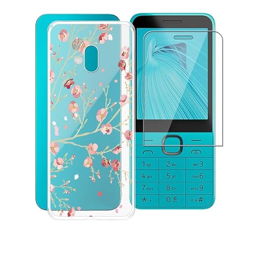 AQGGESH Hülle für Nokia 235 4G 2024 (2.8") Schutzhülle Transparent Bumper Cover Sanft Silikon TPU Schale Case Handyhülle + Schutzfolie - WM84 von AQGGESH
