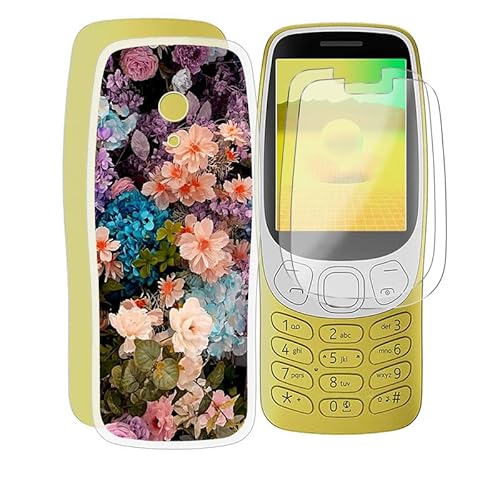 AQGGESH Hülle für Nokia 3210 2024 (2.40") + 2 Schutzfolie, Stoßfest Anti-Kratzer Schutzhülle Tasche Dünne Weiches Silikon Handyhülle für Nokia 3210 2024 - WM73 von AQGGESH