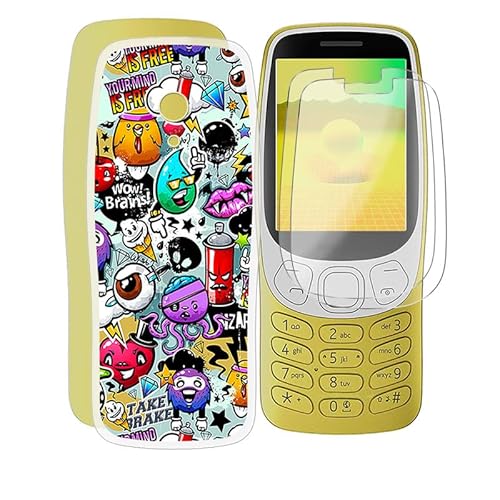 AQGGESH Hülle für Nokia 3210 2024 (2.40") + 2 Schutzfolie, Stoßfest Anti-Kratzer Schutzhülle Tasche Dünne Weiches Silikon Handyhülle für Nokia 3210 2024 - WM73 von AQGGESH