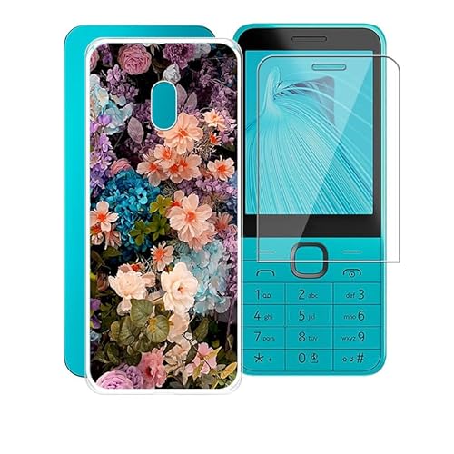 AQGGESH für Nokia 235 4G 2024 (2.8") Handyhülle + Schutzfolie, Hülle rutschfeste Stoßfest Sturzsichere Schutzhülle Weich Silikon Case für Nokia 235 4G 2024 - XT10 von AQGGESH