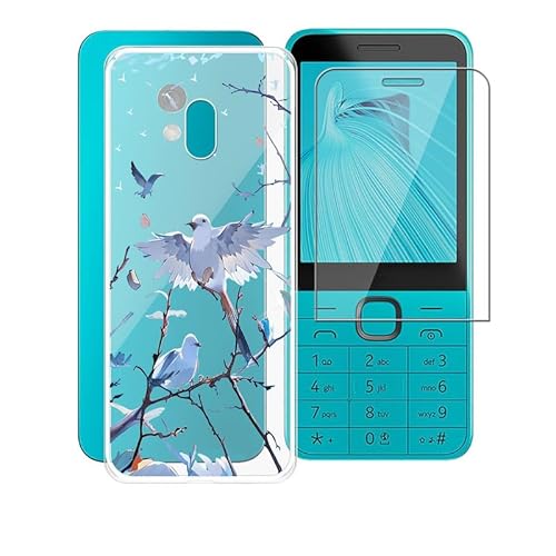 AQGGESH für Nokia 235 4G 2024 (2.8") Handyhülle + Schutzfolie, Hülle rutschfeste Stoßfest Sturzsichere Schutzhülle Weich Silikon Case für Nokia 235 4G 2024 von AQGGESH