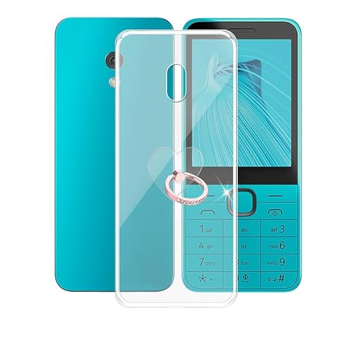 für Nokia 235 4G 2024 Handyhülle, AQGGESH Stoßfeste Case Silikon Schutzhülle mit 360° Drehbar Handy-Ringhalter, Transparent Rückseite Hülle für Nokia 235 4G 2024 (2.8") von AQGGESH