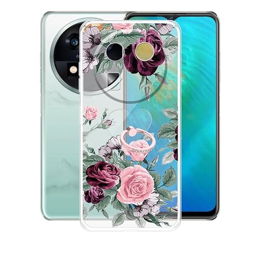 AQGGESH für Oukitel C37 Handyhülle, Stoßfeste Case Silikon Schutzhülle mit 360° Drehbar Handy-Ringhalter, Transparent Rückseite Hülle für Oukitel C37 (6.60") von AQGGESH