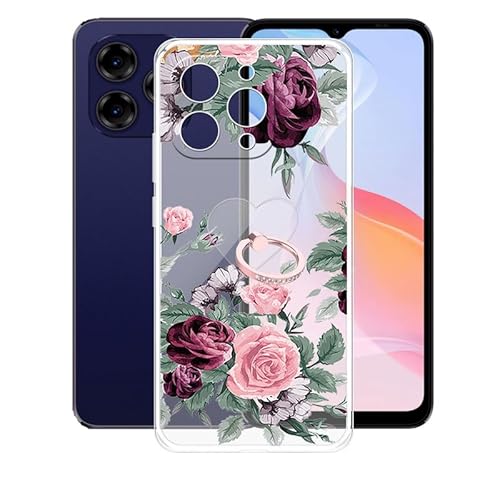 für Doogee N55 Pro Handyhülle, AQGGESH Stoßfeste Case Silikon Schutzhülle mit 360° Drehbar Handy-Ringhalter, Transparent Rückseite Hülle für Doogee N55 Pro (6.56") von AQGGESH