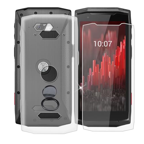 AQGGIIXY Handyhülle Transparent für Crosscall Core-M5 (4.95"), Weiche Schutzhülle + 1 Stück Gehärtetem Glas Schutzfolie, 360° Drehbar Handy-Ringhalter Cover für Crosscall Core-M5 - SH10 von AQGGIIXY