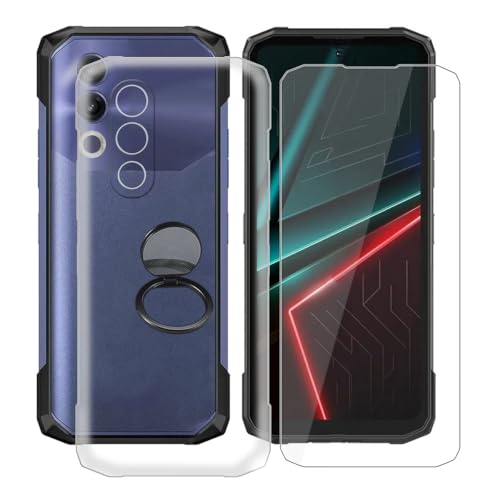 AQGGIIXY Handyhülle Transparent für Doogee Blade 20 (6.60"), Weiche Schutzhülle + 1 Stück Gehärtetem Glas Schutzfolie, 360° Drehbar Handy-Ringhalter Cover für Doogee Blade 20 - SH10 von AQGGIIXY