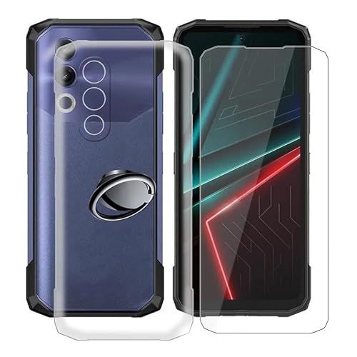 AQGGIIXY Handyhülle Transparent für Doogee Blade 20 Turbo (6.60"), Weiche Schutzhülle + 1 Stück Gehärtetem Glas Schutzfolie, 360° Drehbar Handy-Ringhalter Cover für - SH3 von AQGGIIXY