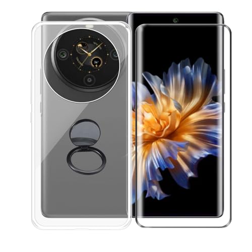 AQGGIIXY Handyhülle Transparent für Fossibot S3 Pro (6.67"), Weiche Schutzhülle + 1 Stück Gehärtetem Glas Schutzfolie, 360° Drehbar Handy-Ringhalter Cover für Fossibot S3 Pro - SH10 von AQGGIIXY