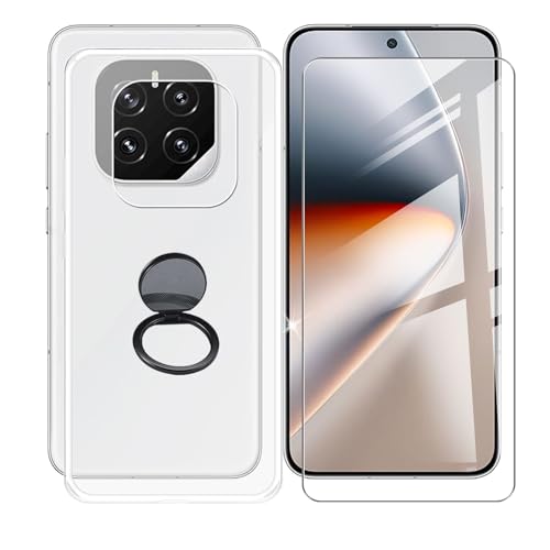 AQGGIIXY Handyhülle Transparent für Honor GT Pro (6.78"), Weiche Schutzhülle + 1 Stück Gehärtetem Glas Schutzfolie, 360° Drehbar Handy-Ringhalter Cover für Honor GT Pro - SH10 von AQGGIIXY