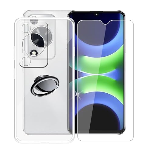 AQGGIIXY Handyhülle Transparent für Huawei Nova Y63 (6.75"), Weiche Schutzhülle + 1 Stück Gehärtetem Glas Schutzfolie, 360° Drehbar Handy-Ringhalter Cover für Huawei Nova Y63 - SH3 von AQGGIIXY