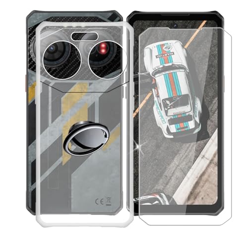 AQGGIIXY Handyhülle Transparent für IIIF150 Air 3 (6.6"), Weiche Schutzhülle + 1 Stück Gehärtetem Glas Schutzfolie, 360° Drehbar Handy-Ringhalter Cover für IIIF150 Air 3 - SH3 von AQGGIIXY