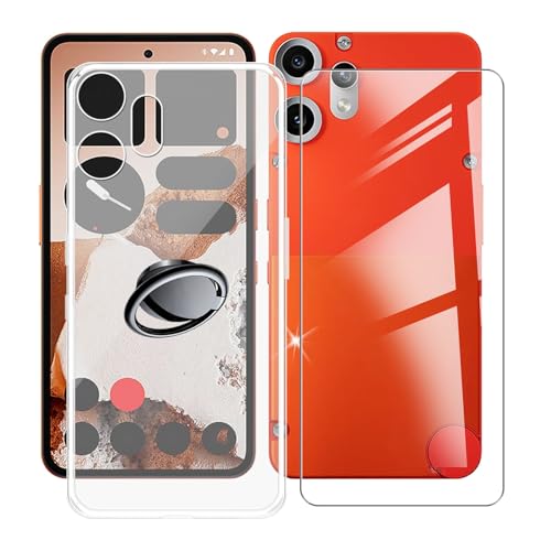 AQGGIIXY Handyhülle Transparent für Nothing CMF Phone 2 Pro (6.77"), Weiche Schutzhülle + 1 Stück Gehärtetem Glas Schutzfolie, 360° Drehbar Handy-Ringhalter Cover für Nothing CMF Phone 2 Pro - SH3 von AQGGIIXY