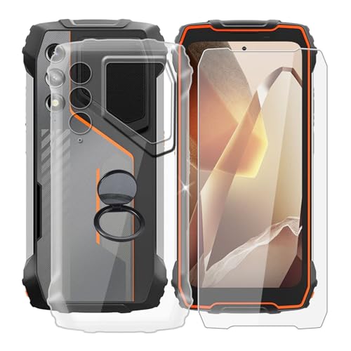 AQGGIIXY Handyhülle Transparent für Oscal Pilot 1 (6.67"), Weiche Schutzhülle + 1 Stück Gehärtetem Glas Schutzfolie, 360° Drehbar Handy-Ringhalter Cover für Oscal Pilot 1 - SH10 von AQGGIIXY