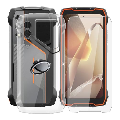 AQGGIIXY Handyhülle Transparent für Oscal Pilot 1 (6.67"), Weiche Schutzhülle + 1 Stück Gehärtetem Glas Schutzfolie, 360° Drehbar Handy-Ringhalter Cover für Oscal Pilot 1 - SH3 von AQGGIIXY