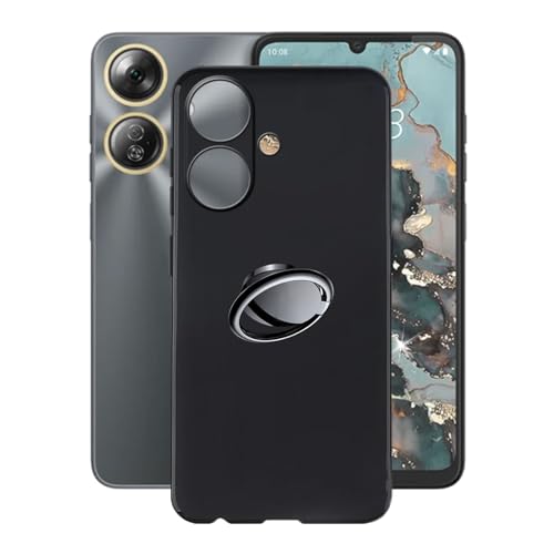 AQGGIIXY Hülle für HTC Wildfire E5 Plus (6.75") Hüllen + Handy Ring Halter Handyhülle Stoßkasten Schale Phone Case Black TPU Weich Silikon Cases von AQGGIIXY