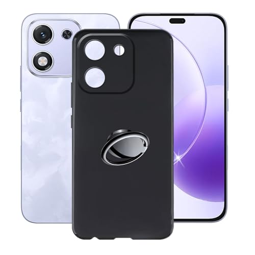 AQGGIIXY Hülle für Honor X70i (6.7") Hüllen + Handy Ring Halter Handyhülle Stoßkasten Schale Phone Case Black TPU Weich Silikon Cases von AQGGIIXY