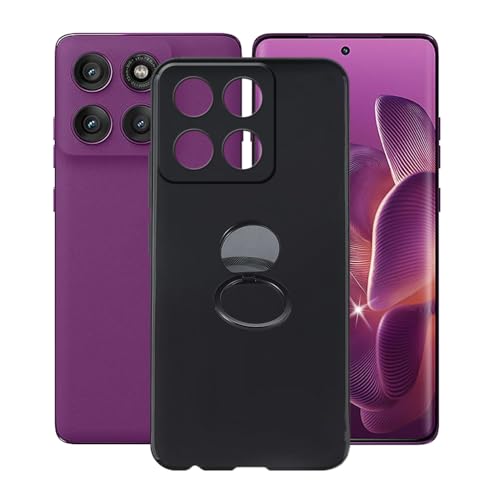 AQGGIIXY Hülle für Motorola Edge 60 pro (6.7") Hüllen + Handy Ring Halter Handyhülle Stoßkasten Schale Phone Case Black TPU Weich Silikon Cases von AQGGIIXY