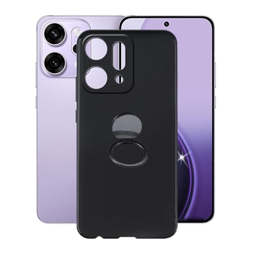 AQGGIIXY Hülle für Oppo Reno14 Pro (6.83") Hüllen + Handy Ring Halter Handyhülle Stoßkasten Schale Phone Case Black TPU Weich Silikon Cases von AQGGIIXY