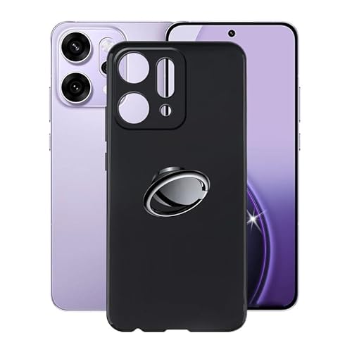 AQGGIIXY Hülle für Oppo Reno14 Pro (6.83") Hüllen + Handy Ring Halter Handyhülle Stoßkasten Schale Phone Case Black TPU Weich Silikon Cases von AQGGIIXY