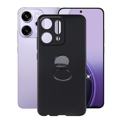 AQGGIIXY Hülle für Oppo Reno14 Pro (6.83") Hüllen + Handy Ring Halter Handyhülle Stoßkasten Schale Phone Case Black TPU Weich Silikon Cases von AQGGIIXY