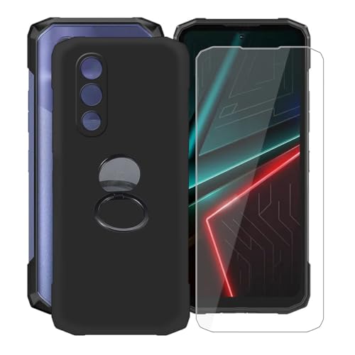 AQGGIIXY für Doogee Blade 20 (6.60") Handyhülle + Displayschutz(1 Sätze), Silikon Hülle rutschfeste Stoßkasten Schale Schutzhülle mit Handy Ring Handyhalter Fingerhalter 360° von AQGGIIXY