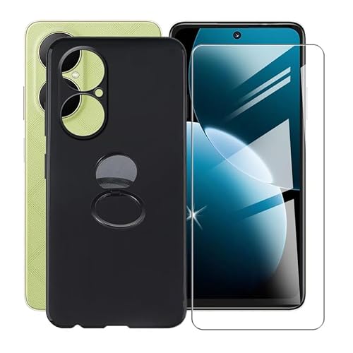 AQGGIIXY für Huawei Nova Y73 (6.67") Handyhülle + Displayschutz(1 Sätze), Silikon Hülle rutschfeste Stoßkasten Schale Schutzhülle mit Handy Ring Handyhalter Fingerhalter 360° von AQGGIIXY