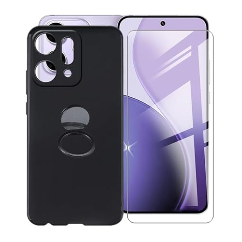AQGGIIXY für Oppo Reno14 Pro (6.83") Handyhülle + Displayschutz(1 Sätze), Silikon Hülle rutschfeste Stoßkasten Schale Schutzhülle mit Handy Ring Handyhalter Fingerhalter 360° von AQGGIIXY