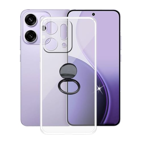 AQGGIIXY für Oppo Reno14 Pro Handyhülle, Stoßfeste Case Silikon Schutzhülle mit 360° Drehbar Handy-Ringhalter, Transparent Rückseite Hülle für Oppo Reno14 Pro (6.83") - SH10 von AQGGIIXY