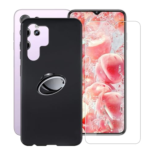 AQGGIIXY für Oukitel C1 (6.52") Handyhülle + Displayschutz(1 Sätze), Silikon Hülle rutschfeste Stoßkasten Schale Schutzhülle mit Handy Ring Handyhalter Fingerhalter 360° von AQGGIIXY
