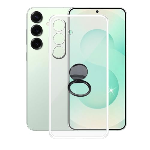 AQGGIIXY für Samsung Galaxy S25 Handyhülle, Stoßfeste Case Silikon Schutzhülle mit 360° Drehbar Handy-Ringhalter, Transparent Rückseite Hülle für Samsung Galaxy S25 (6.20") - SH10 von AQGGIIXY